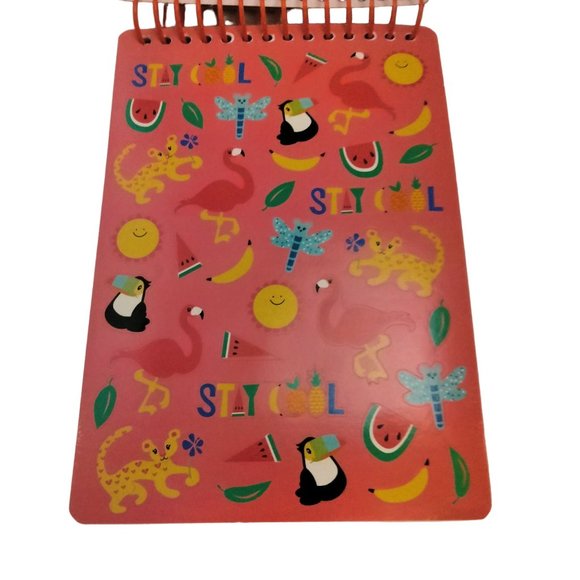 Pink Flamingo Spiral Notebook Reach for the Sky Stickers Doodle and Blank Pages - Picture 5 of 9